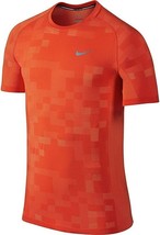 Nike Men&#39;s DriFIT Knit Contrast Crew Short Sleeve Running T-Shirt, Orang... - £38.69 GBP