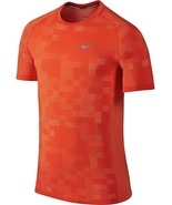 Nike Men&#39;s DriFIT Knit Contrast Crew Short Sleeve Running T-Shirt, Orang... - £38.93 GBP