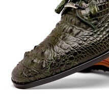 Nilo Genuine Crocodile Skin Deby's Oxford Dress Shoes Forest Green image 3