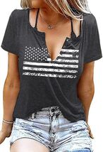 Womens Patriotic V Neck T Shirt American Flag Graphic Dark Gray Size XL - $74.92 MXN Womens Patriotic V Neck T Shirt American Flag Graphic Dark Gray Size XL - $74.92 MXN