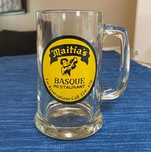 Vintage Maitia&#39;s Basque Restaurant Bakersfield CA Glass Beer Mug Adverti... - $27.04