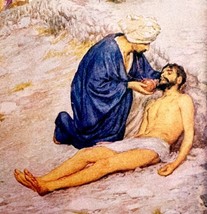 The Good Samaritan 1900 Color Plate Victorian Christian Religious Art DWAA7 - $29.99