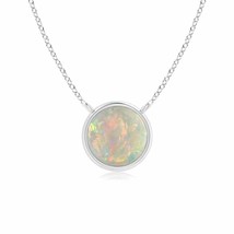 ANGARA 5mm Natural Opal Solitaire Necklace in Sterling Silver for Women, Girl - £124.59 GBP+