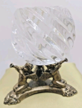 Crystal Clear Signature SWIRL Votive W/Trumpeting Cherubs Stand  Brass New 5&quot;3/4 - £19.07 GBP