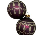 Victoria Burgundy Glitter Ball Ornaments 3.5 inch  Lot of 2 Made in USA - $10.86