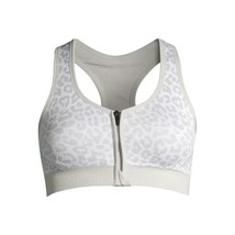 Avia Women&#39;s Seamless Zip Front Medium Support Sports Bra Silver Size Small - £7.05 GBP