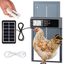 Solar-Powered Automatic Chicken Coop Door with LCD Remote Control, 8.2" ... - $149.44