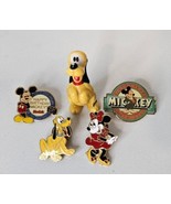 Vintage Disney Mickey &amp; Minnie Pin Back Button Lot And Porcelain Pluto F... - £14.99 GBP