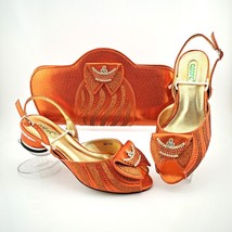 New Coming Matching Ladies Shoes for Women&#39;s And Bag Set Low Heels Elegant Sanda - £109.13 GBP