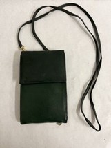 Vintage Unbranded Green Leather Crossbody Bag Wallet Purse - $29.69