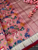 Premium Soft tussar saree || Digital print Xari Kalamkari and tassels finish ||  - £55.77 GBP
