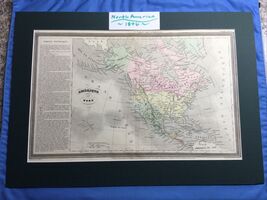 1846 JULES RENOUARD Engraved MAP NORTH AMERICA Hand Colored - $395.98