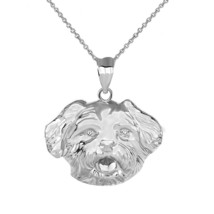 925 Sterling Silver Maltese Dog Head Detailed Dod Sport Pendant Necklace - £26.74 GBP+