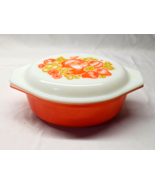 Vintage PYREX 043 Oval Casserole ORANGE FIESTA With Fruit Theme Lid - 1.... - $69.98