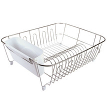D.Line Small Dish Drainer Chrome/PVC with Caddy - White - £32.95 GBP