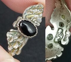 antique Navajo ring Sharon Cicso estate sterling silver black onyx 925 s... - $49.99