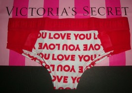 NEW VICTORIA&#39;S SECRET &quot;PINK&quot; WIDE LOGO CHEEKSTER PANTY RED/WHITE LOVE YO... - £10.24 GBP