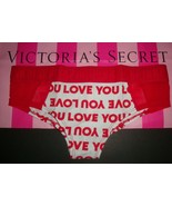 NEW VICTORIA&#39;S SECRET &quot;PINK&quot; WIDE LOGO CHEEKSTER PANTY RED/WHITE LOVE YO... - £10.24 GBP