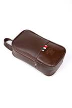 Adelina Men&#39;s Vegan Leather Shaved Travel Cosmetic Portfolio Hand Bag Da... - £17.29 GBP