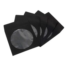 100 Pack Premium Thick Black Color Paper Cd Dvd Sleeves Envelope With Wi... - £14.15 GBP