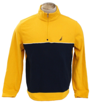 Nautica Men&#39;s M Gold Blue Color Block 1/4 Zip Fleece Pullover Soft Touch - $78.20