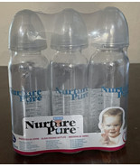 Vtg Nurture Pure Glass Baby Bottles Streamline 8 oz NOS 3 Pack w/ Lids N... - $69.25