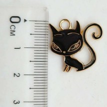 Black Cat Charms Gunmetal Pendants Halloween Kitty Findings Gold Enamel Bulk 48p - £20.56 GBP