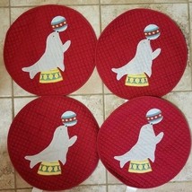 Williams Sonoma 4 Quilted Round Placemats Place Mats Circus Seals - £15.93 GBP
