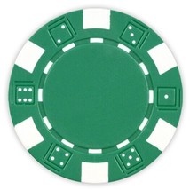 50 Da Vinci 11.5 gram Dice Striped Poker Chips, Standard Casino Size, Green - £11.00 GBP