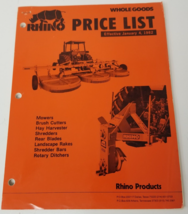 Rhino Mowers Cutters Shredders 1982 Price List Dallas Texas Photos Specs - $18.95
