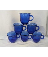 Forte Crisa Mexican Cobalt Blue Glass Coffee Cup Tea Textured Set of 6 - $39.95