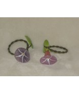 Home Presents 202091 Morning Glory Flower Napkin Ring Set 4 Purple Pink Easter - $29.20