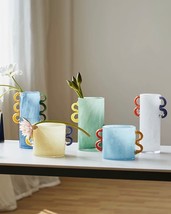 Handblown Whimsical Cylinder Vase - Eclectic Table Setting Centrepieces - $108.00+