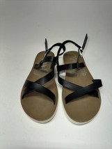 Lot Of 2 Very G Strappy Sandals Slides Size 7.5 Black &amp; Nude Very Good C... - £21.89 GBP