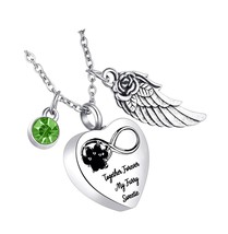 Necklace with Birthstone Crystal,Heart Urn - $120.91