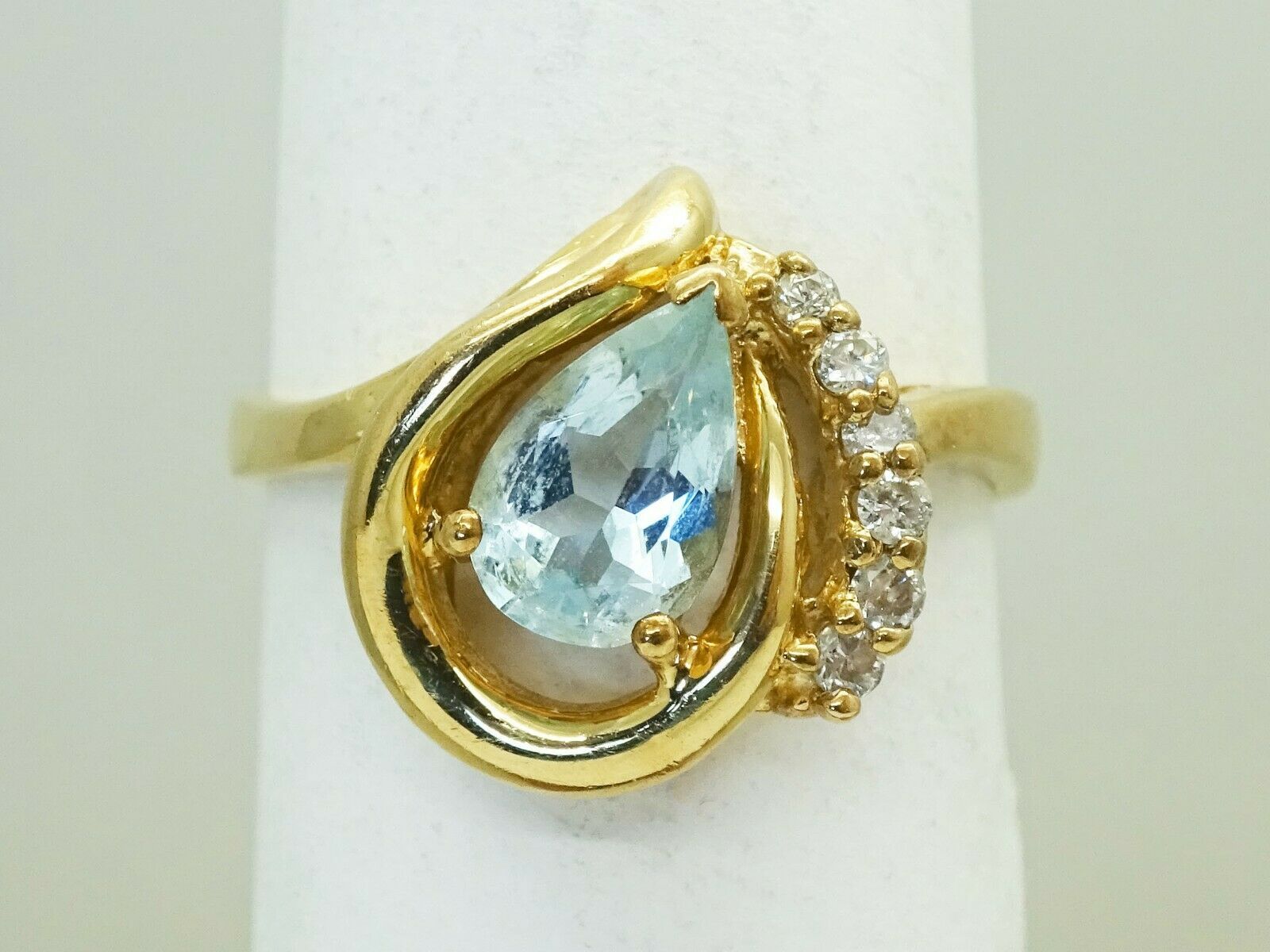 Primary image for 0.50ct tw Natural Pear Aquamarine & Diamond Accent Ring 14k Gold Size 6