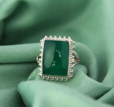 Natural Green Onyx Ring Gemstone December Birthstone 925 Sterling Silver Ring - £31.27 GBP