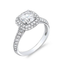 Cushion Cut 2.35Ct Diamond 14k White Gold Finish Halo Engagement Ring in Size 5 - £86.84 GBP