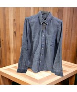 abercrombie &amp; fitch casual Blue  Linen Padded shirt size Large - $81.80 CAD