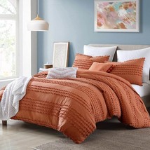 Full/Queen 5-Piece 100-Percent Cotton Clip Dot Comforter Set in Brick Orange - £166.10 GBP