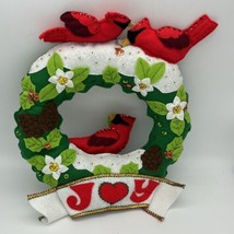 Vintage Sequin Wreath Holiday Christmas Cardinal Mid Century Felt Bird - £36.62 GBP