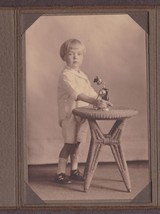 Young Boy with Antique Phone Cabinet Photo - Luce&#39;s Studio, Farmington ME - £13.95 GBP