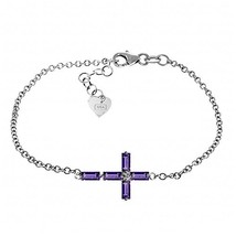 Galaxy Gold GG Amethyst Cross Bracelet in 14k White Gold - £629.52 GBP