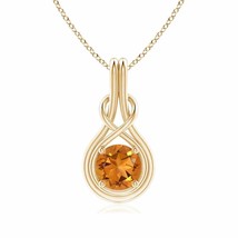 ANGARA Round Citrine Solitaire Infinity Knot Pendant in 14K Gold | 18&quot; Chain - £574.70 GBP
