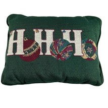 Christmas Ho Ho Ho Holiday Throw Pillow Ornaments Green Maroon Red 11.5&quot;... - £11.68 GBP
