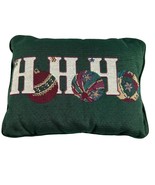 Christmas Ho Ho Ho Holiday Throw Pillow Ornaments Green Maroon Red 11.5&quot;... - £11.10 GBP