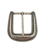 Vtg Silver Tone Etched Twisted Rope Border South Western Unisex Belt Buc... - $32.92 CAD