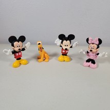 Disney Figure Lot of 4 Mickey Mouse Minnie Mouse Pluto 3 in Tall - $12.96