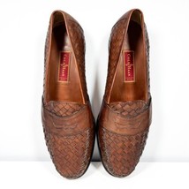 Cole Haan 03572 Whiskey Brown Leather Basket Weave Mens Penny Loafers Si... - £47.58 GBP