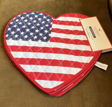 Set of 4 Heart Shaped Americana Flag Placemats New Stars Stripes July 4th - £27.90 GBP